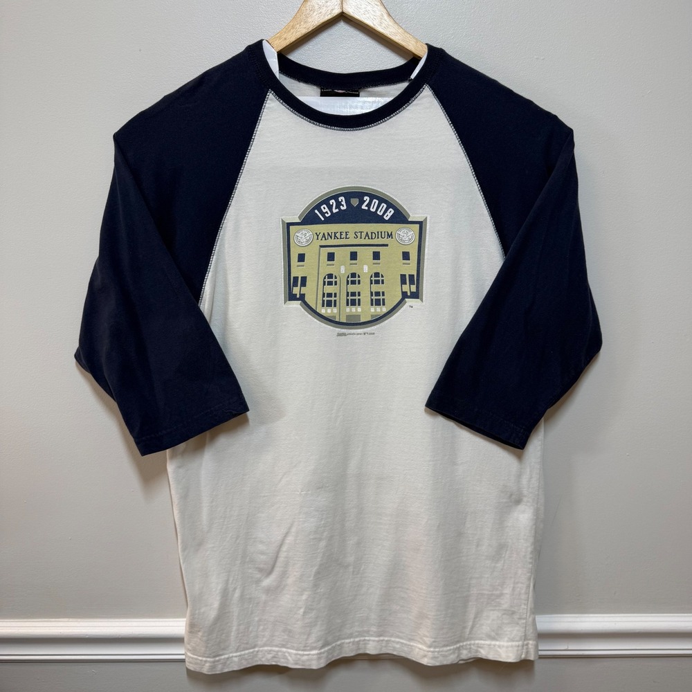 Stitches Yankee Stadium 1923-2008 Final Season Raglan Shirt Men Large MLB 3/4